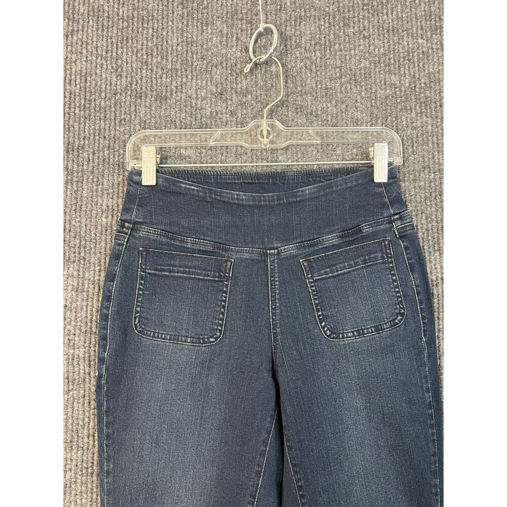 Belle Kim Gravel Jeans Womens 2 Petite 2P Baby Boot Cut Blue Dark Wash Mid Rise - Picture 2 of 12